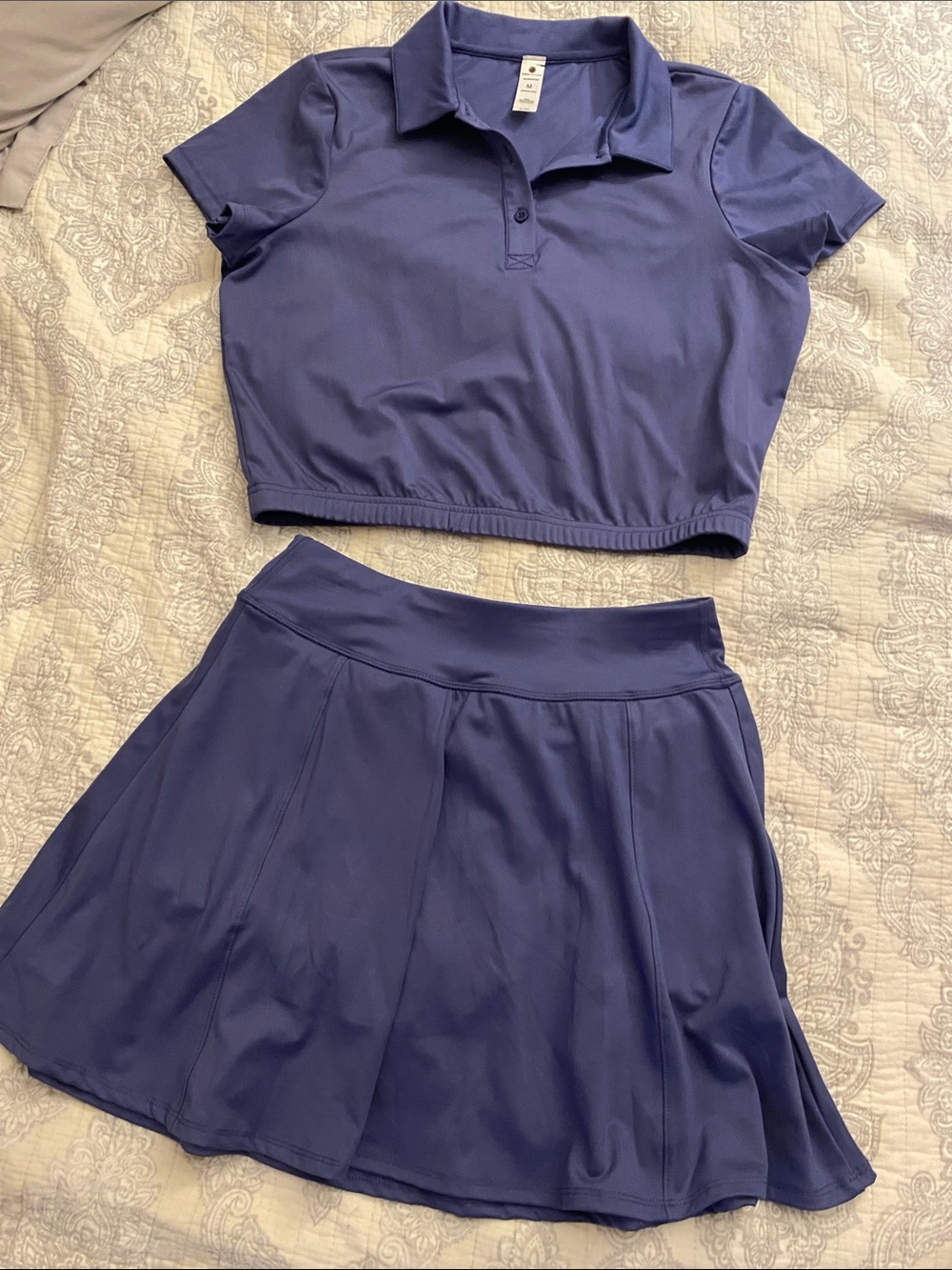Yogalicious Navy Crop Polo and Skort Set
